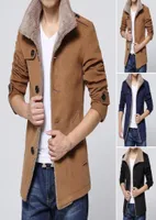 Men039s Trench Coats Coat Plush Lining Stand Collar Solid Color Coldproof Autumn Winter Single Breasted Midlength Windbreaker 4472437