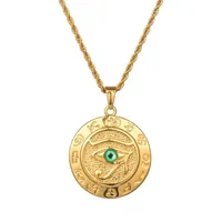 Модные мужчины дизайнерский золотой серебряный цвет глаз из подвесной ожерелья Horus Hip Hop Jewelry 60 см длинный панк -колье для подарков176W