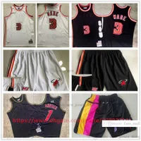 Mitchell en Ness Real Embroidery Basketball Dwyane 3 Wade Jerseys Retro White Black Man Stitched Breathable Sport 1 Another Jersey Just Don Shorts