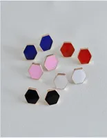 Oil Drip Ear Stud Gold Plated Heart Round Square Earrings Enameled Studs3523182