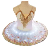 Gaun Balet putih untuk anak perempuan lampu led tutu kostum anakanak gaun balerina gaun pesta anakanak panggung halloween led pr pr