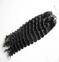Extensões de cabelo do anel de loop micro 10quot26quot Brasileiro Brasileiro Curly Micro Loop Human Hair Extensions 100g Micro Bead Real Human3468712