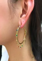 Gold Filled Multiple Round Rainbow Cz Charm Earrings Jewelry Gorgeous Circle Hoop Chandelier For Women Fashion Huggie9271779