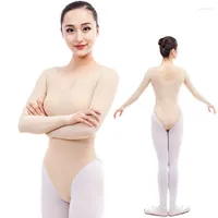 Stage Wear 2022 Women Long Sleeve Spandex Nude Leotard Adult High Elastic Ballet Dance Gymnastic Underwear Leotards For