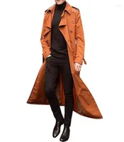 Men039s Trench Coats Fashion Men39s Long Windbreaker Solid Color Casual Jacket Lapel Doublebreasted Male Coat Overcoat1739564
