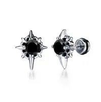 Stud Luxury Stainless Steel Zircon Silver Black Color Flower Claw Inlay Type Earrings For Women Elegant Vintage Jewelry Gift5654744