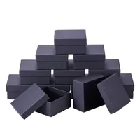 Pandahall 18-24 pezzi lotto nero rettangolo quadragangole di gioielli di cartone set di scatole regalo per imballaggi gioielli F80 220509298V