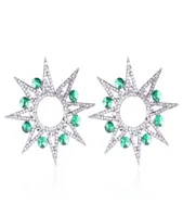 WholeNew trendy fashion luxury designer exaggerated diamond green crystal cute sun geometric stud earrings for women girls6837790