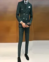 Dark Green Peaked Lapeel Business Tuxedos Smokings Slim Fit for Men Wedding Suit de casamento 3 PCSjacketvestPants Blazer Men Suit Double5060609