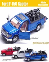 Для Ford F150 Raptor 132 Scale Diecast Metal Car Model Model Model Back Soundlight Toys Car с Motorcycle291B