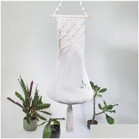 Cat Beds Furniture Cat Swing Hammock Boho Style Cage Bed Handmade Hanging Sleep Chair Seats Tassel Cats Toy Play Cotton Rope Pets Dhfk3