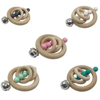 Baby Pacifiers DIY Silicone Beads Beads Natural Wooden Mething Toys Teether Teether Infant Feeding Accessories E20366