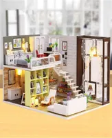 Camera carina casa bambola fai da te casa 3d in legno in miniatura case in miniatura giocattoli per la casa delle bambole con mobili regalo di Natale K2004750002