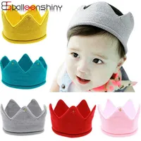 BalleenShiny Knitted Crown Headband Hat Baby Birthday Gift Po Props Cute New Fashion Hair Accessories Children Kids Headwear353e