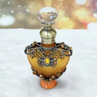 20 X 10ml Vintage Heart Shape Metal Perfume Bottle Elegantly Essential Oils Bottle Craft Glass Bottle with Glass Dropper