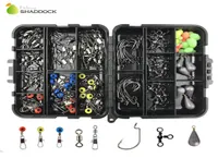 Shaddock 160pcsbox Accessories Hooks Swivels Lead Sinrosher مع Ring Carp Fishing Tackle Boxes C181106012855996