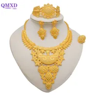 Wedding Jewelry Sets Dubai Gold Color For Women Indian Earring Necklace Nigeria Moroccan Bridal Party Gifts 221119