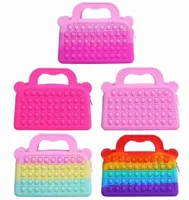 Sensory fidget Toy Rainbow Push Bubble Coin Purse Grils Tiedyed Color Silicone Stationery Storage Hand Bag Pop Poppit Decompressi1672988