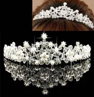 gorgeous drills crystals bridal crowns tiaras queen princess pearl rhinestones diamond headband wedding hair accessories in stock1704657