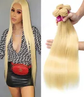 Lucky Queen br￩silien Hair Blonde Bundles Weave 134 PC Blonde Full 613 Color Remy 100 Extensions de cheveux humains 1030 pouces1331306