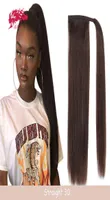 Extensions de cheveux pièces cola de caballo cabello humano con cordn recto clip en extensine nature naturel peinado mujer envavelto alredor pein7598019