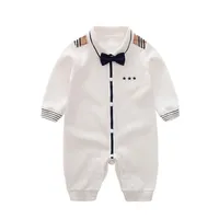 Yierying Baby Rompers Infant Jumpsuits 파티 넥타이 소년을위한 Bow Tie Gentleman Boy Romper Cotton Newborn Baby Worts LJ201023315K