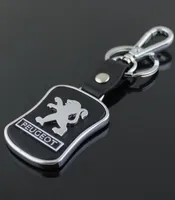 5pcslot Top Fashion Car Logo -Schlüsselbund für Peugeot Metall Lederschlüsselungsschlüsselkette Ring Llaveros Chaveiro Car Emblem Key Holder 1093011