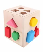 13 Holes Baby Color Recognition Intelligence Toys Bricks Wooden Shape Sorter Cube Cognitive and Matching Blocks for Children2210723
