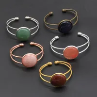 10pcs Diff￩rents bracelets de pierre pr￩cieuse faits ￠ la main Round Agate Quazt Stone Openter Silver Gold Copper Bracelets For Women Jewelry Love Wish2162673