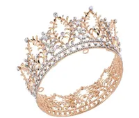 Vintage Wedding Bridal Full Round Crown Tiara Crystal Righestone Headpice Accessoires Gold Jewelry Headdress Prom Prom8162840