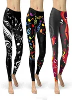 Summer Yoga Pants Women Fashion High Waist Music Note Print Legging Slim Fit Stretch Skinny Plus Size Fitness Workout Leggings H122804272