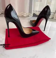 Dise￱ador Tacones altos zapatos de vestir de la marca de la marca Red Bottoms 8 cm 10 cm 12 cm Stiletto Heel sexy toe patente de cuero de patente zapatos de boda con caja