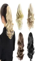 Synthetic Wigs Vades Hair Ponytails Hair Clip On Wavy 14Inches Blonde Natural For Women1202687