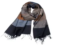 Мужчина -дизайнерский шарф длинные полосы модные шарфы Тонкая летняя бахрома для отца 039 подарка на день 7967404