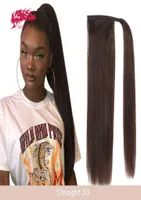 Extensions de cheveux pi￨ces cola de caballo cabello humano con cordn recto clip en extensine nature naturel peinado mujer envavelto alredor pein4176372