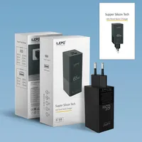 65W GAN PD -laddare Snabbladdningsport USB C Dual Ports med snabb QC3 0 Väggadapter för smarttelefontabletter249J