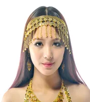 Belly Dance Bollywood Costume Tribal J￳ias Goldsilver Papacete da cabeceira da cabe￧a da barriga Cions cioes 5249159