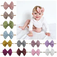 INS Baby Kids double Bow headbands toddlers nylon Hairband boutique children stretch hair accessories A79551994