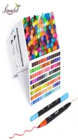 244872100120 Colors Dual Tip Brush Marker Pens Fineliner Watercolor Art Markers Calligraphy Lettering Drawing Art Supplies 2018183834