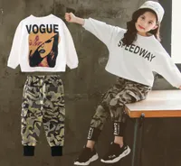 2020 Kids Girl039s Clothing Set Casual Letters Tops Long Sleeve T Shirts Long Legging Camouflage Pants Children Girl TShirtsP5358838