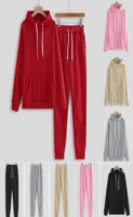 Two Piece Dress Women Hoodies Solid Color Hooded Sweatshirt And Sweatpants Suit Female Tracksuit Sport CFWS9663063