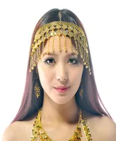 Belly Dance Bollywood Costume Tribal Jóias Goldsilver Capacete da cabeça da cabeça do cabeçote da dança do ventre Cions cioes 3461320