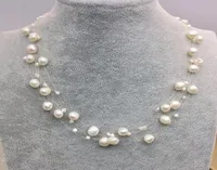 New Arriver Illusion Pearl NecklaceMultiple Strand Bridesmaid Women JewelleryWhite Color Freshwater Pearl Choker Necklace8171360