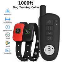 Dog Training Obedience 1000ft Range Dog Training Collar Waterproof Electric Shock Vibration Sound Dogs Bark Collar for Small Medium Lar247f