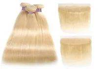 Ishow Brésilien Hair Right Heum Hair Bundles Extensions 3pcs with dentelle FRONTAL CLOSKE 613 Blonde Color Waft Weave for Women A2039555