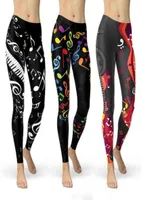 Summer Yoga Pants Women Fashion High Waist Music Note Print Legging Slim Fit Stretch Skinny Plus Size Fitness Workout Leggings H122047617