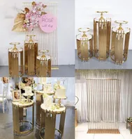Gran fondos de eventos Postes Floral Decoración de la boda Mesa de metal Mesa Arco de fondo para pastel de cumpleaños de la fiesta F8592621