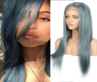 Human Chignons Sleek Hair Wigs For Women Blue Orange Blonde Lace Front Wig Bob Brazilian Short Cosplay Straight Fast 221109