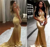 2019 ￡rabe Dubai Sexy Gold Evening Dress Mermaid Sweetheart Celebrity Formal Holiday Wear Fiesta de graduaci￳n Vestido personalizado Made Plus Size9762616