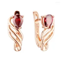 Pendientes colgantes Drop 585 Rose Gold Earring Fashion Jewelry Red Cúcico Mujeres Mujeres